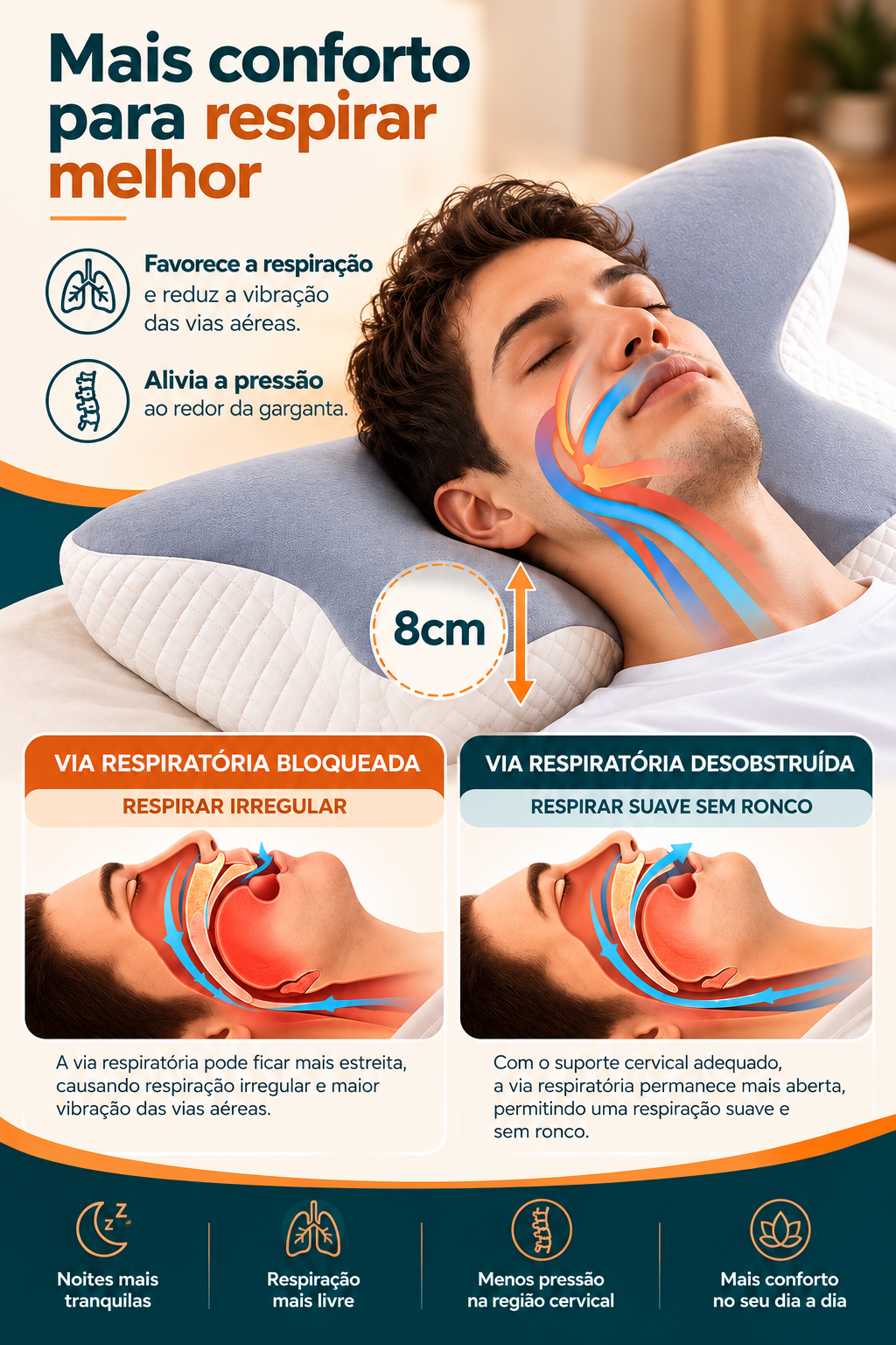 Detalhes do travesseiro ComfortCare